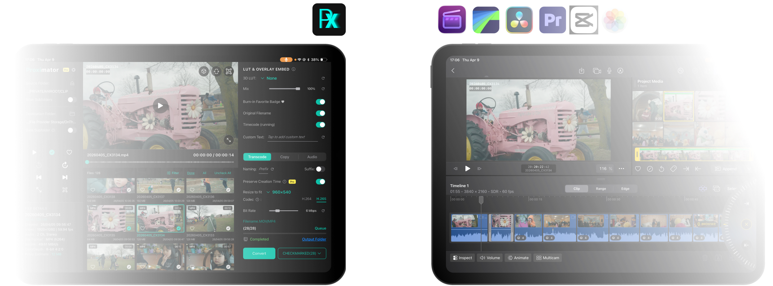 Proximator sending footage to NLE